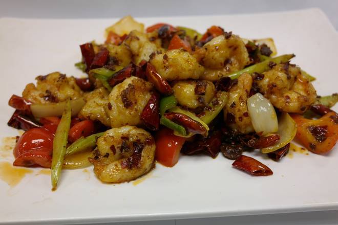 Order Deep Fried Shrimps with Chili (香辣有头虾) food online from Szechuan Gourmet store, Strongsville on bringmethat.com