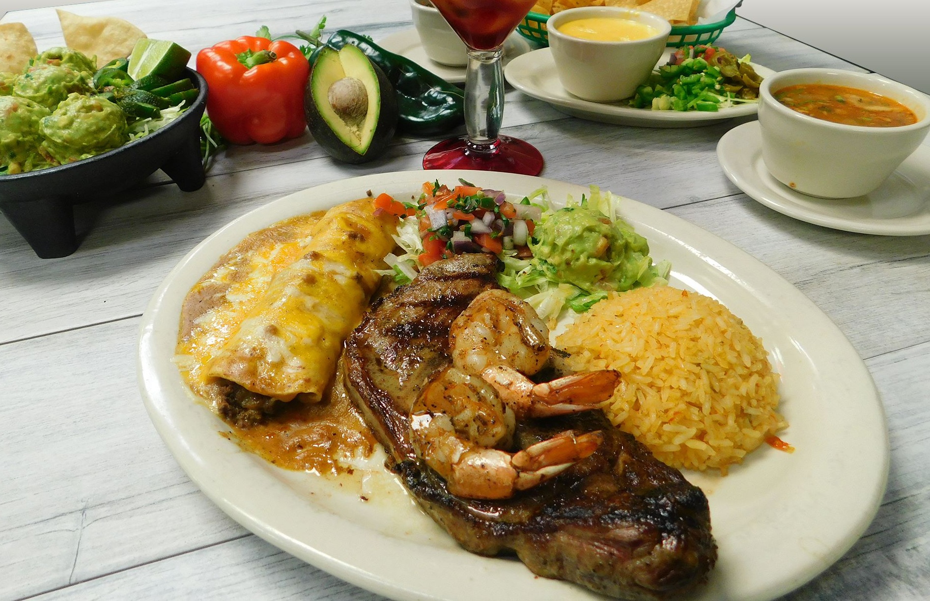 Order Steak Tampiqueno & Shrimp food online from Don Carlos Mexican Restaurant store, Houston on bringmethat.com