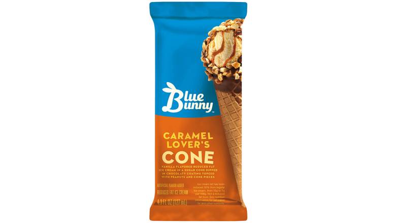 Order Blue Bunny Caramel Lovers Cone food online from Red Roof Market store, Lafollette on bringmethat.com