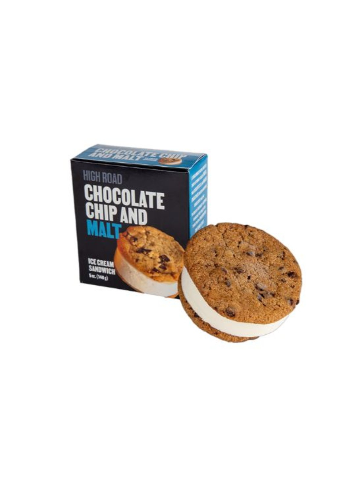 Order High Road Craft Chocolate Chip Cookie and Malt Ice Cream Sandwich (5 oz) food online from Stock-Up Mart store, Marietta on bringmethat.com