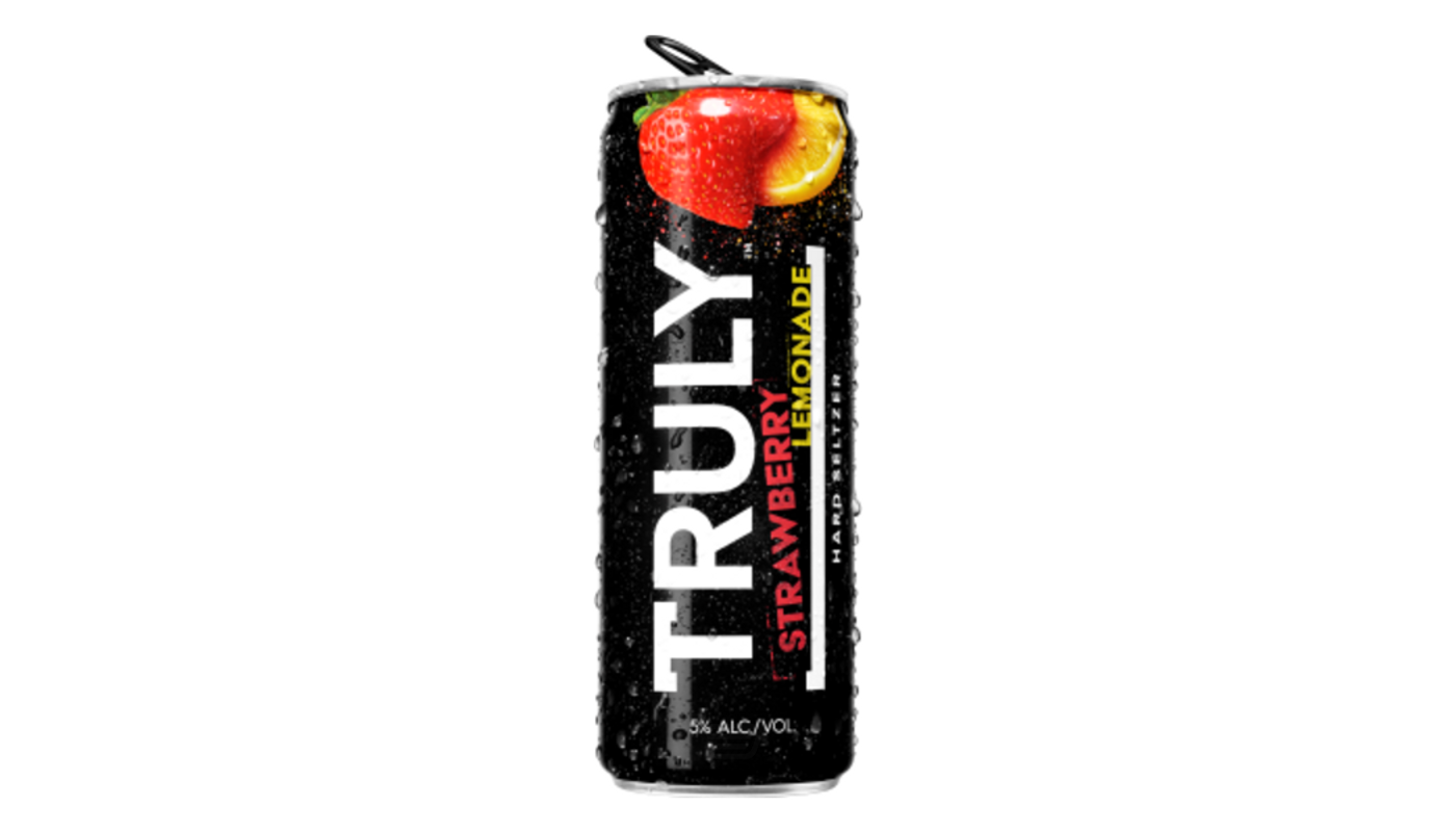 Order Truly Hard Seltzer Strawberry Lemonade 24 oz Can food online from Circus Liquor store, Los Angeles on bringmethat.com