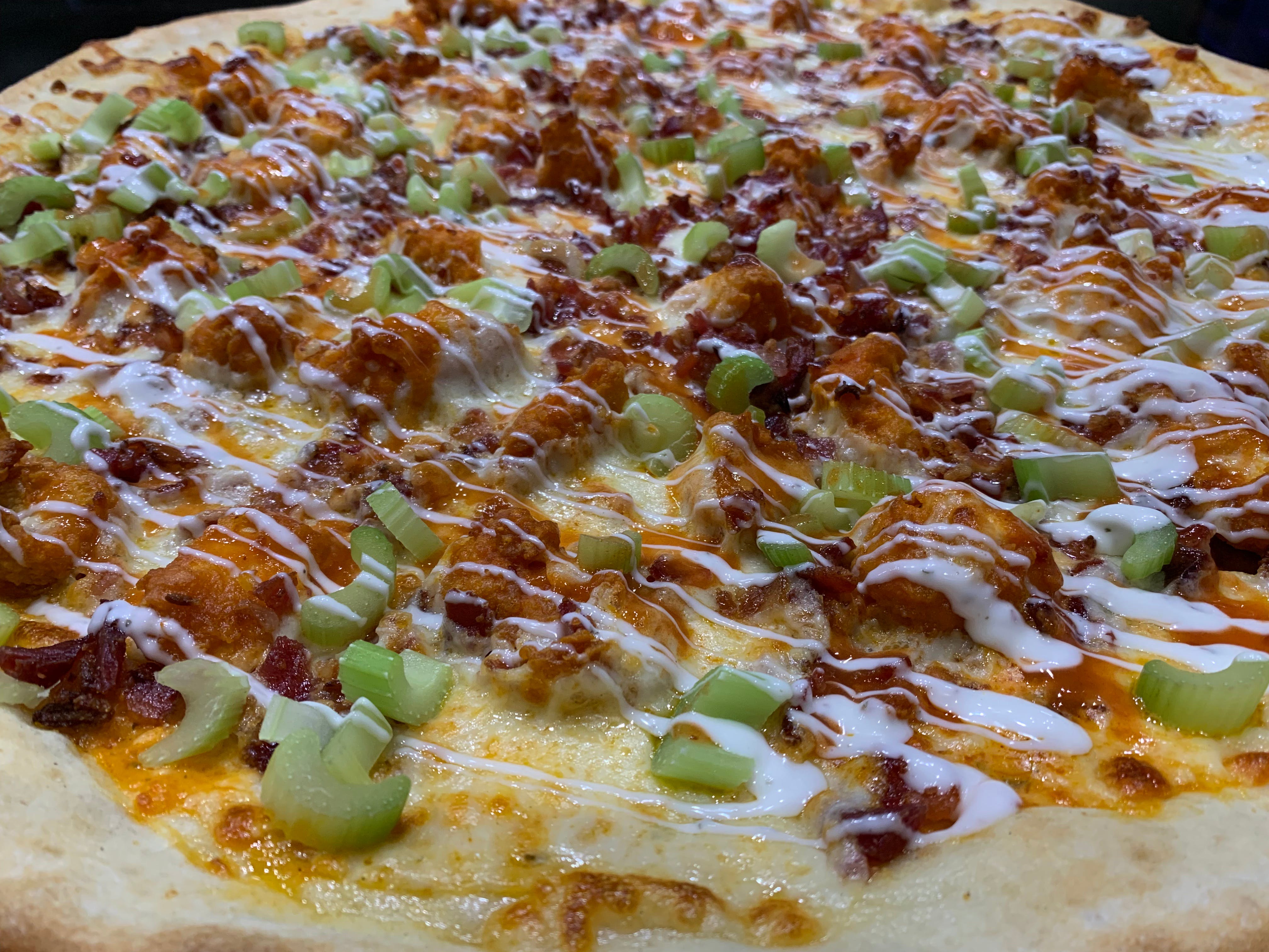 Order Buffalo Chicken, Bacon & Ranch Pizza - 14" food online from Brick 3 Pizza store, Milwaukee on bringmethat.com