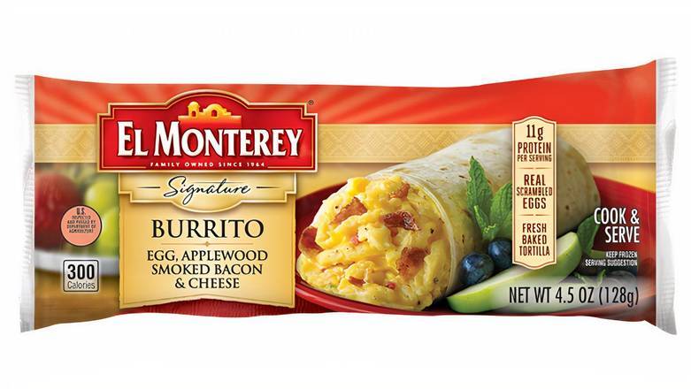 Order El Monterey Egg, Applewood Smoked Bacon & Cheese Burrito food online from Mac On 4th store, Alton on bringmethat.com
