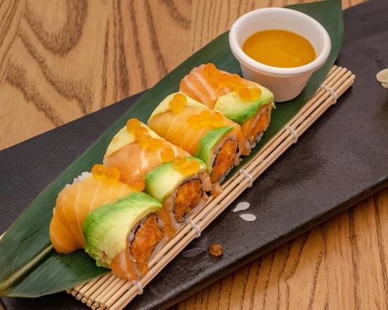 Order Spicy Twin Salmon Roll food online from Haiku Asian Bistro store, White Plains on bringmethat.com