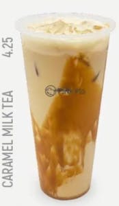 Order Caramel Milk Tea food online from Pink Pig Boba & Pizza store, Anaheim on bringmethat.com
