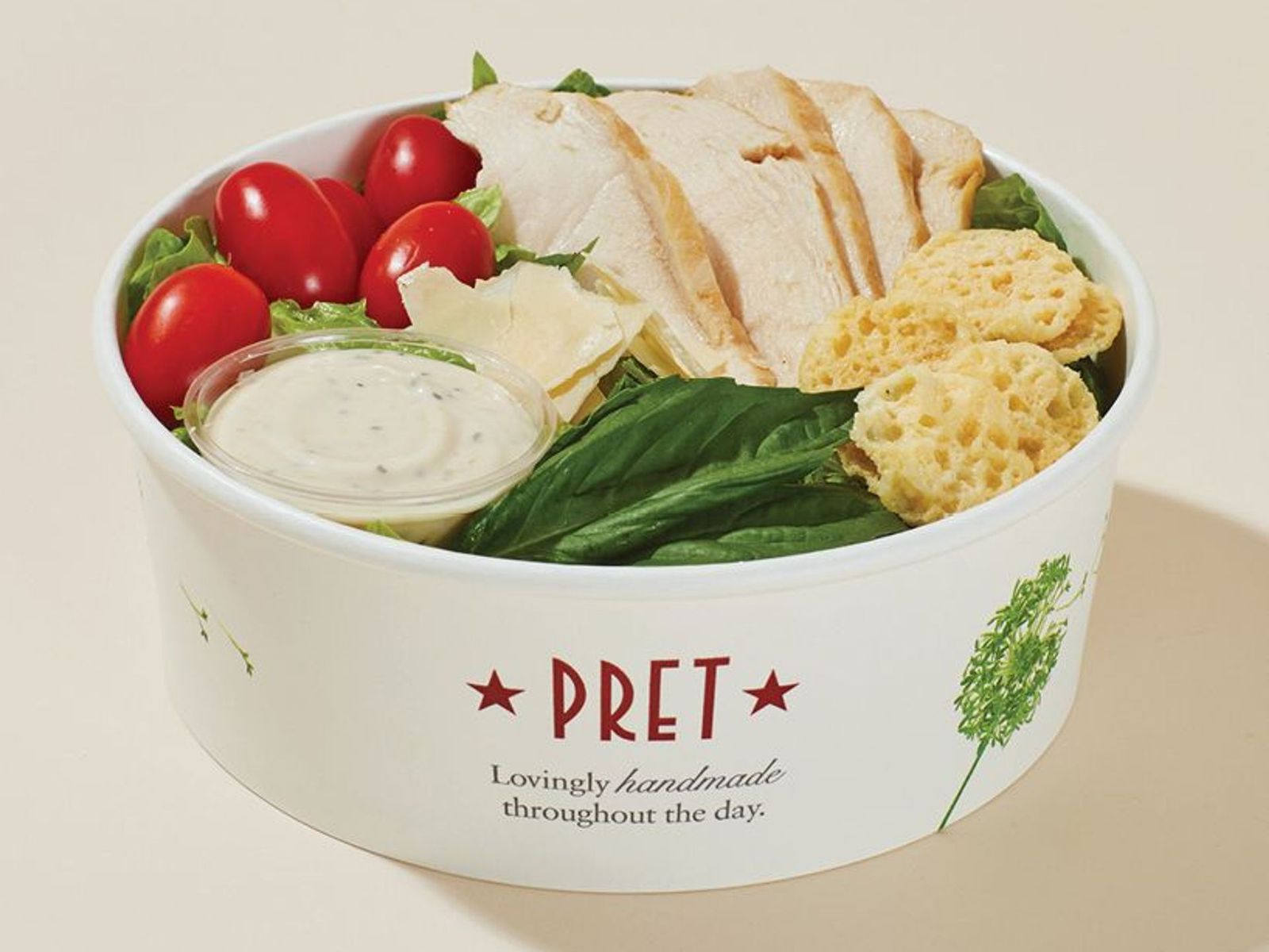 Order Chicken Caesar Salad with Caesar Dressing food online from Pret A Manger store, New York on bringmethat.com