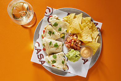 Order Corn, Zucchini, Red Bell Peppers and Edamame Quesadilla food online from C Casa store, Napa on bringmethat.com