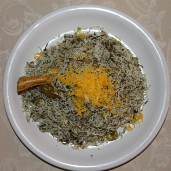 Order Baghali Polo with Lamb Shank food online from Rose Persian Restaurant store, Teaneck on bringmethat.com