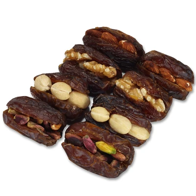Order Nuts stuffed dates (pistachio, walnut, cashew, almonds) food online from Nut House Co store, Bridgeview on bringmethat.com