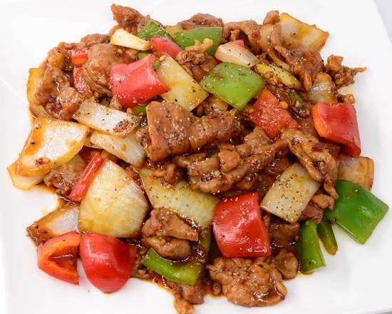 Order Black Pepper Onion Beef Entree (黑椒洋蔥爆牛肉) food online from Hong Kong City store, Alameda on bringmethat.com