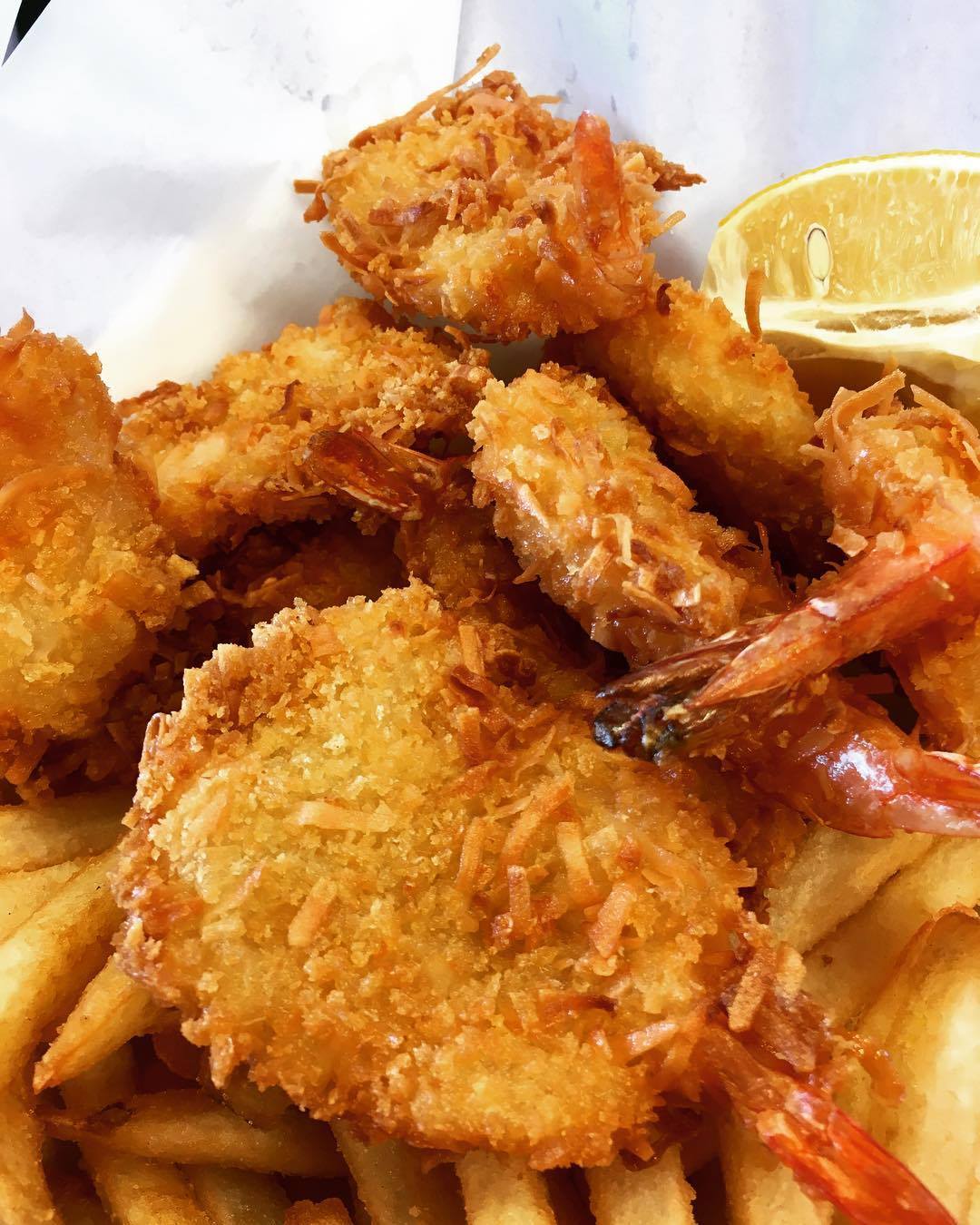Order Coconut Shrimp Entree food online from Seafood Kitchen store, Virginia Beach on bringmethat.com