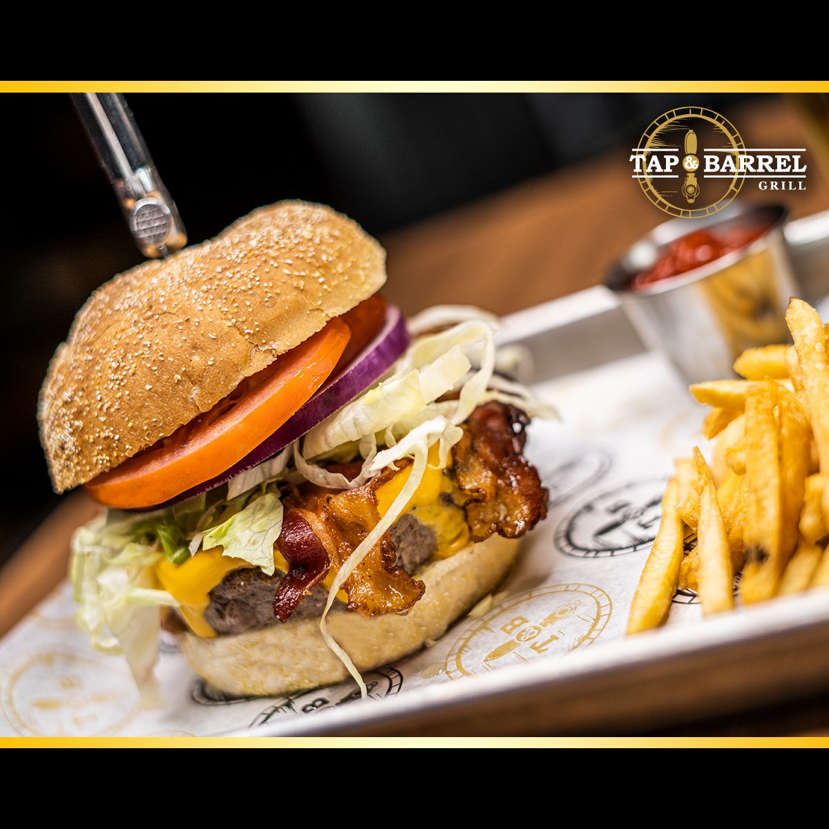 Order Classic Burger food online from Tap & Barrel Grill store, Shelby Charter Township on bringmethat.com