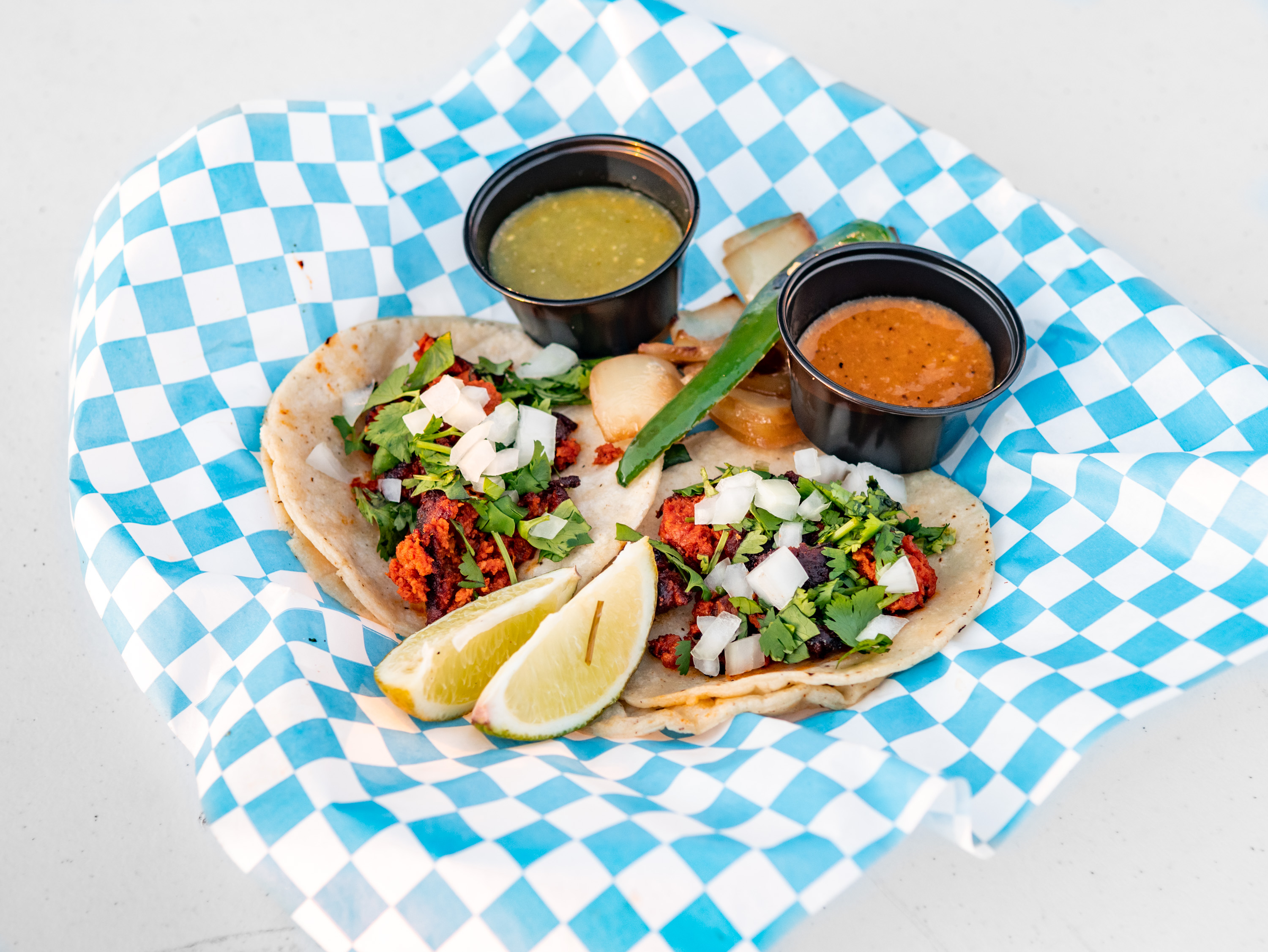 Order Chorizo Taco food online from Blue Tortilla Food Truck store, Mesa on bringmethat.com
