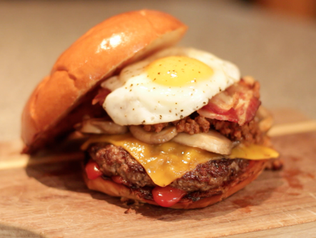 Order Hangover Burger food online from Katy Trail Ice House Outpost store, Plano on bringmethat.com