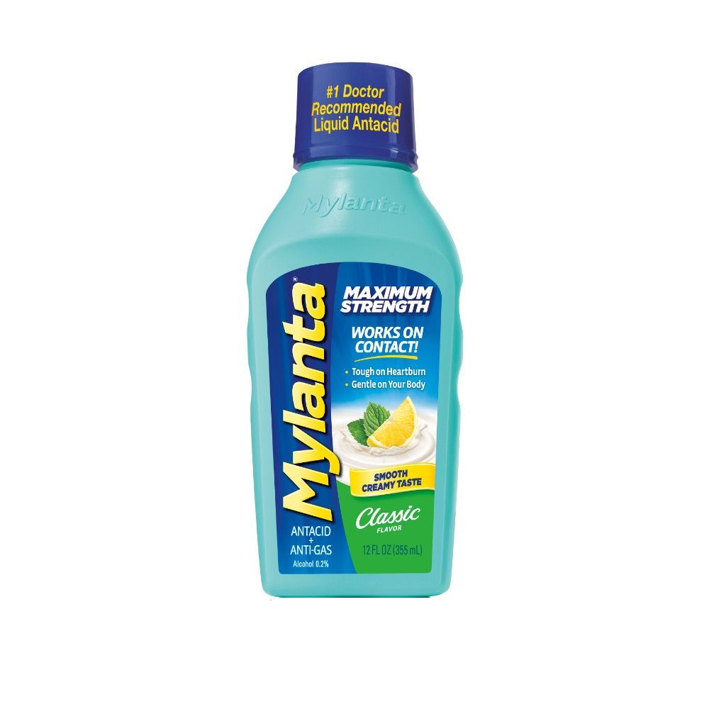 Order Mylanta Max Strength Liquid Antacid, Classic Flavor - 12 fl oz food online from Rite Aid store, SUFFOLK on bringmethat.com