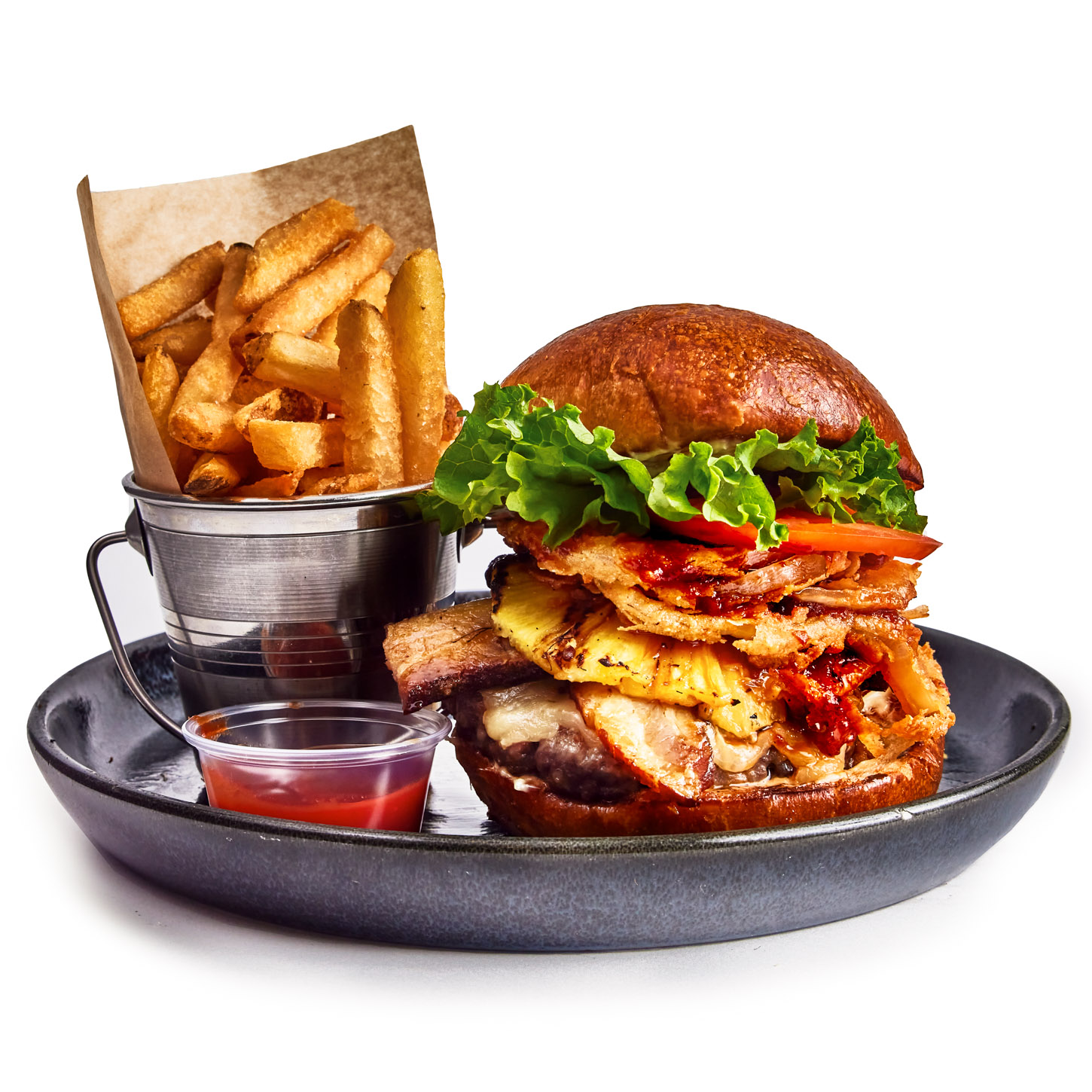Order BBQ Maui Burger food online from Steins Beer Garden & Restaurant store, Mountain View on bringmethat.com