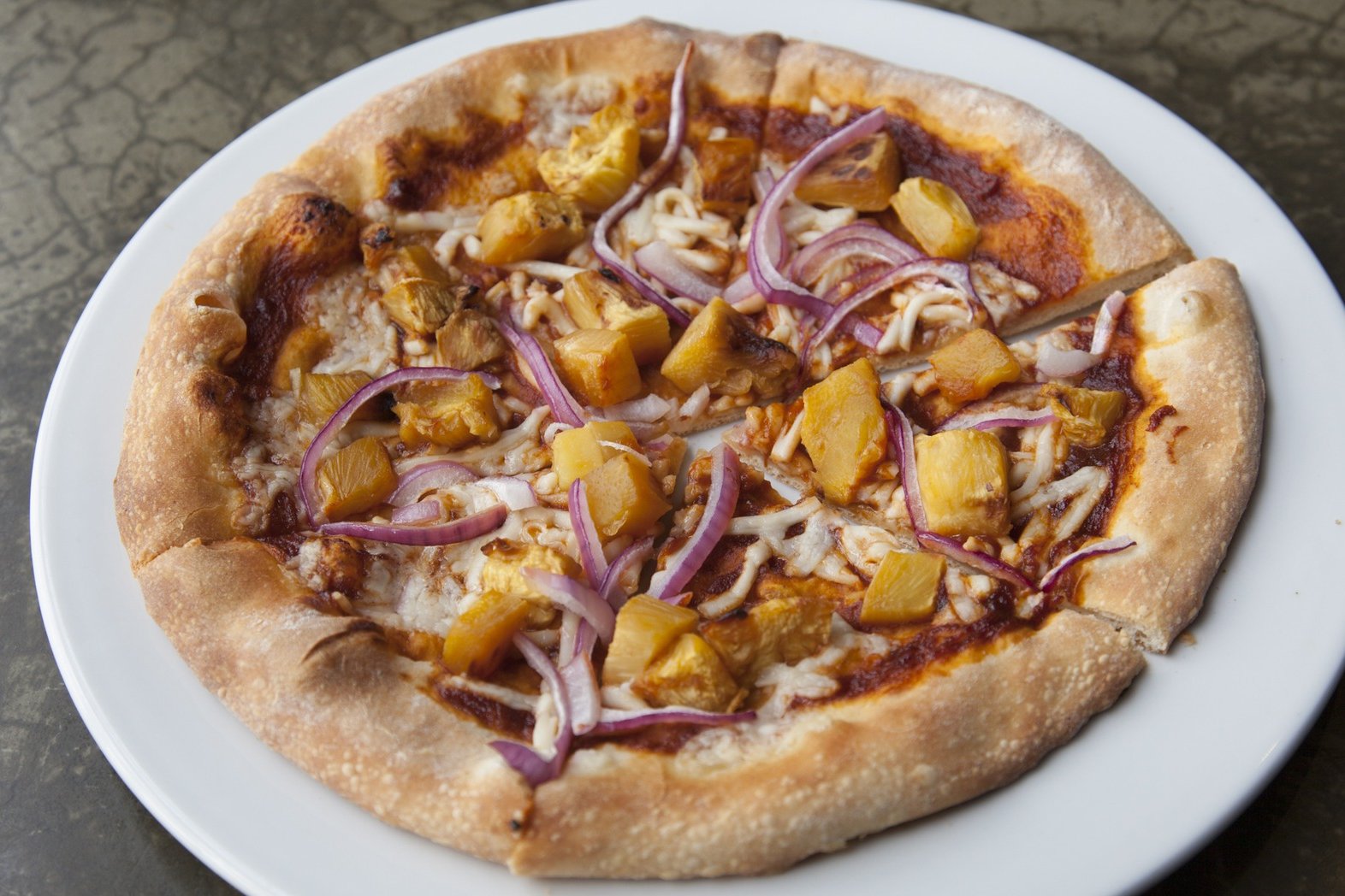 Order BBQ Pineapple Pizza food online from Sage Plant Based Bistro & Brewery store, Culver City on bringmethat.com