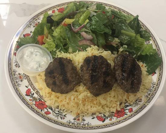 Order 13. Kafta Kabobs Plate food online from Wally Cafe store, Rocklin on bringmethat.com