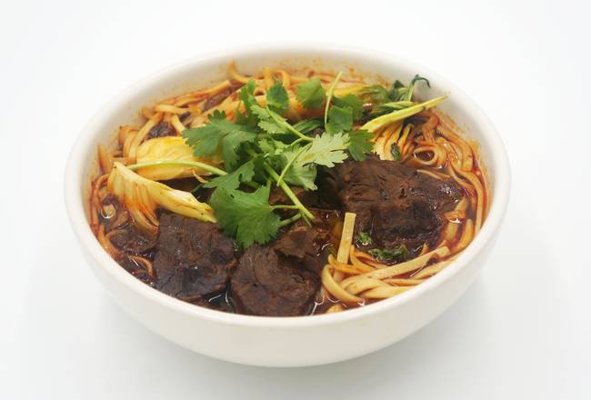 Order 205 Spicy Beef Noodle Soup 四川牛肉面 food online from 8000 Miles store, Roselle on bringmethat.com