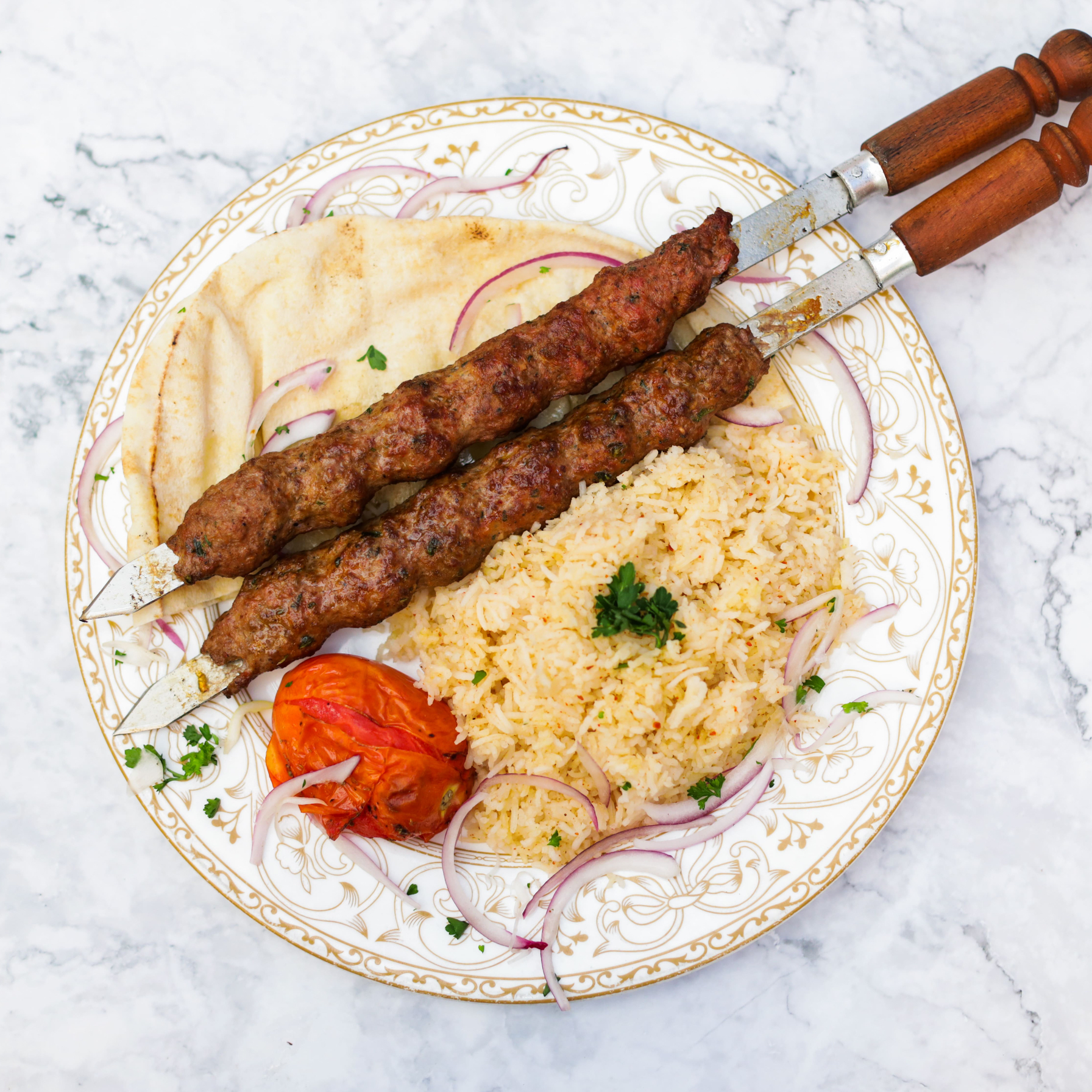 Order Beef Lula Kabob food online from Olive And Grill store, Studio City on bringmethat.com