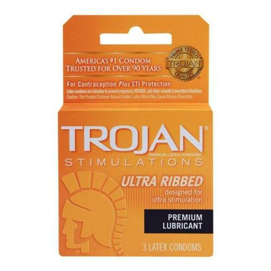 Order Trojan Condoms - Ultra Ribbed food online from IV Deli Mart store, Goleta on bringmethat.com