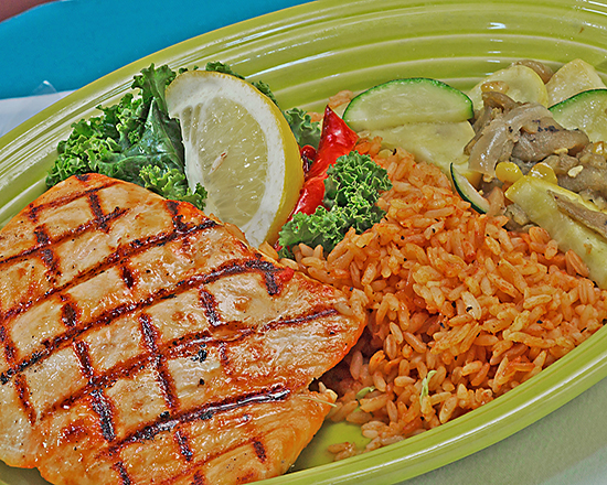 Order Grilled Sockeye Salmon Plate food online from El Pinto Restaurant store, Albuquerque on bringmethat.com