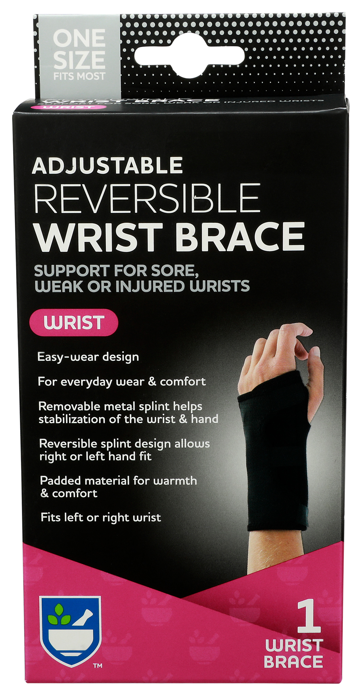 Order Rite Aid Adjustable Reversible Wrist Brace - One Size food online from Bartell store, Edmonds on bringmethat.com