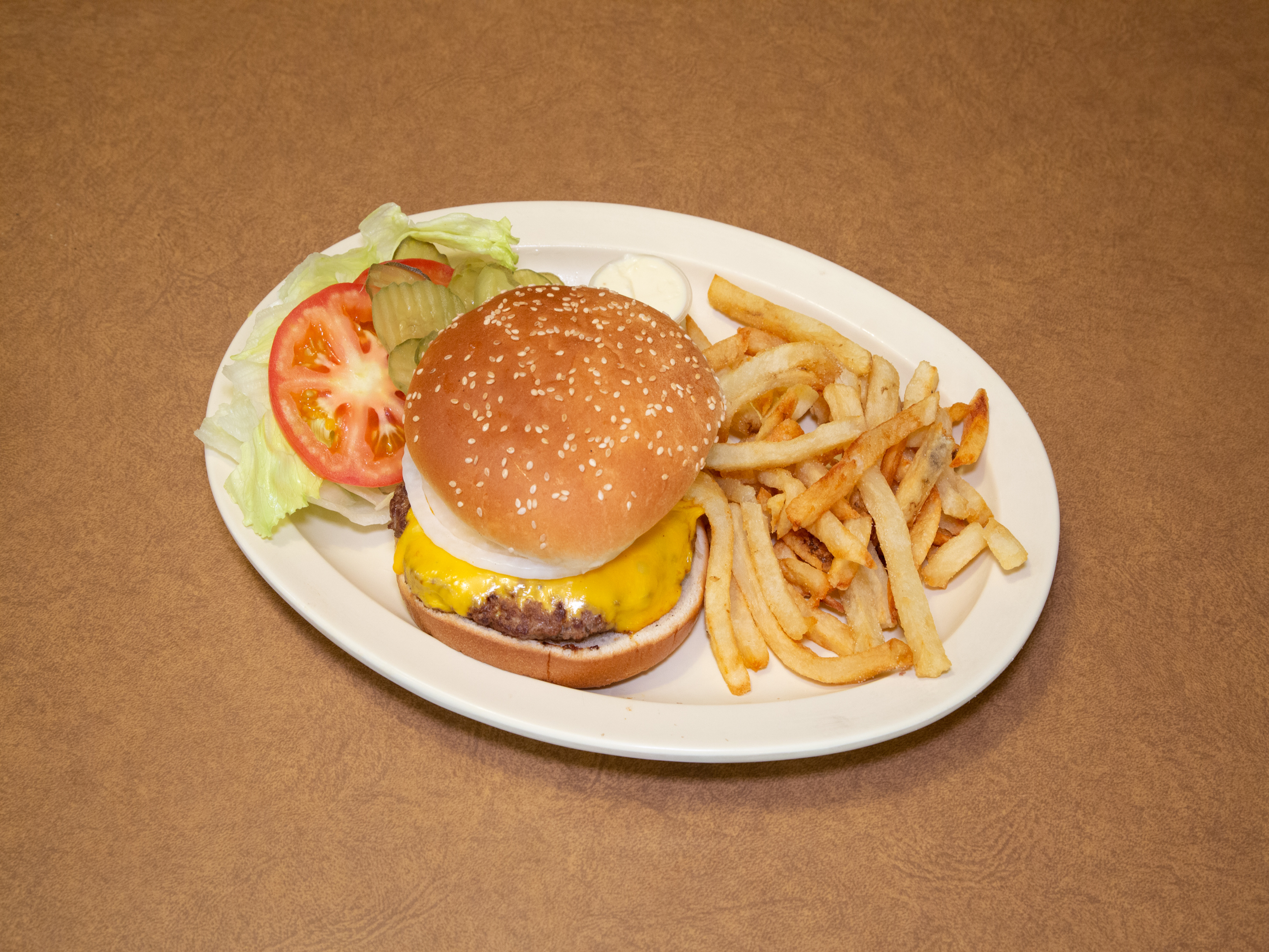 Order Basic Beef Burger with Cheese (No Fries) food online from Top Notch Beef Burgers store, Chicago on bringmethat.com