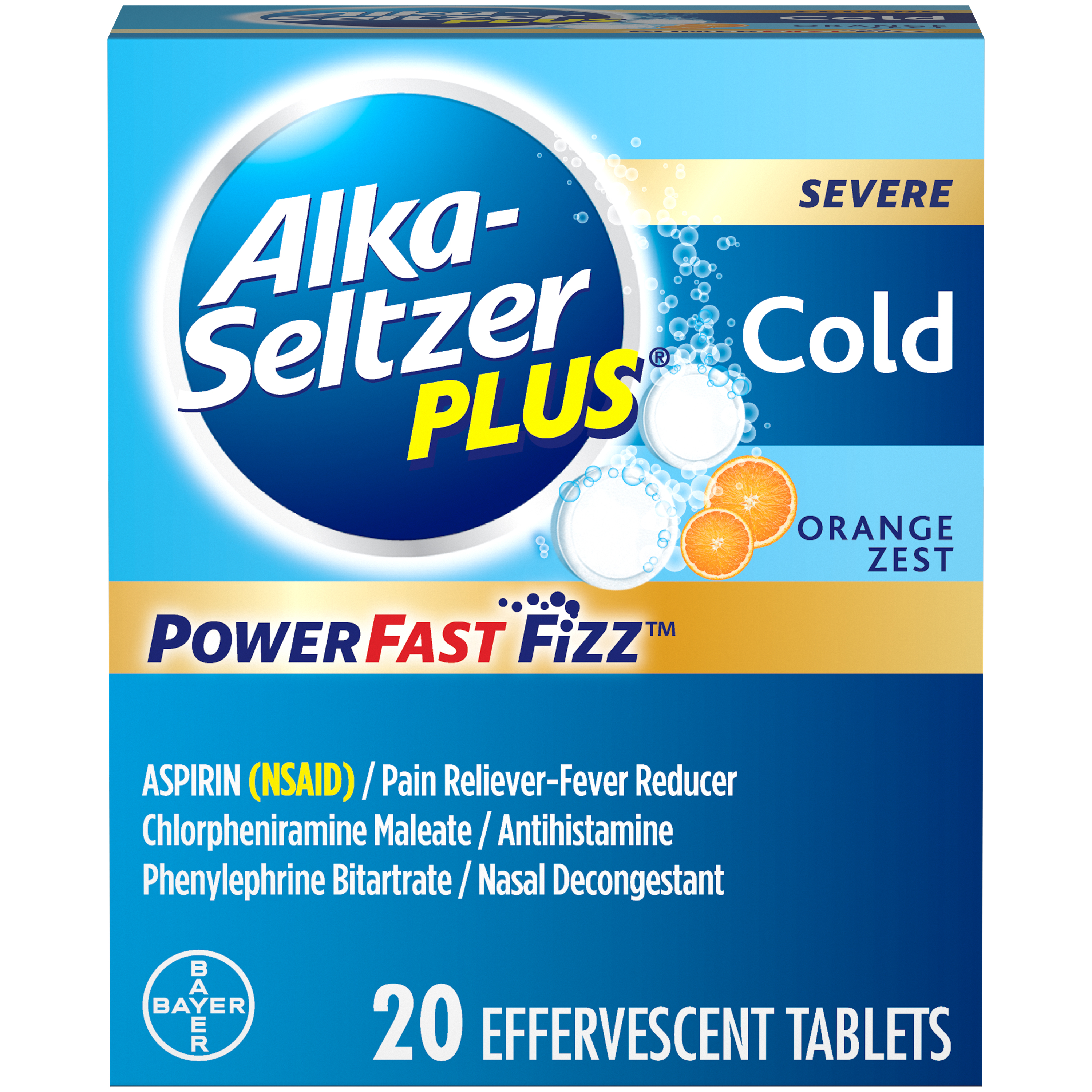 Order Alka-Seltzer Plus Severe Cold Powerfast Fizz Tablets, Orange Zest - 20 ct food online from Bartell store, Edmonds on bringmethat.com