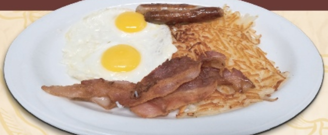 Order 2 Eggs with 4 Meat Hearty Breakfast Combo food online from Ely's Restaurant store, Las Vegas on bringmethat.com