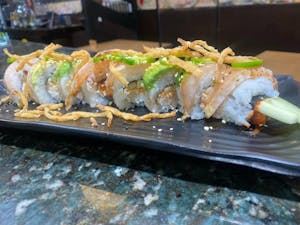 Order Albacore Tataki Roll food online from Aki Sushi & Japanese Fusion store, San Jacinto on bringmethat.com
