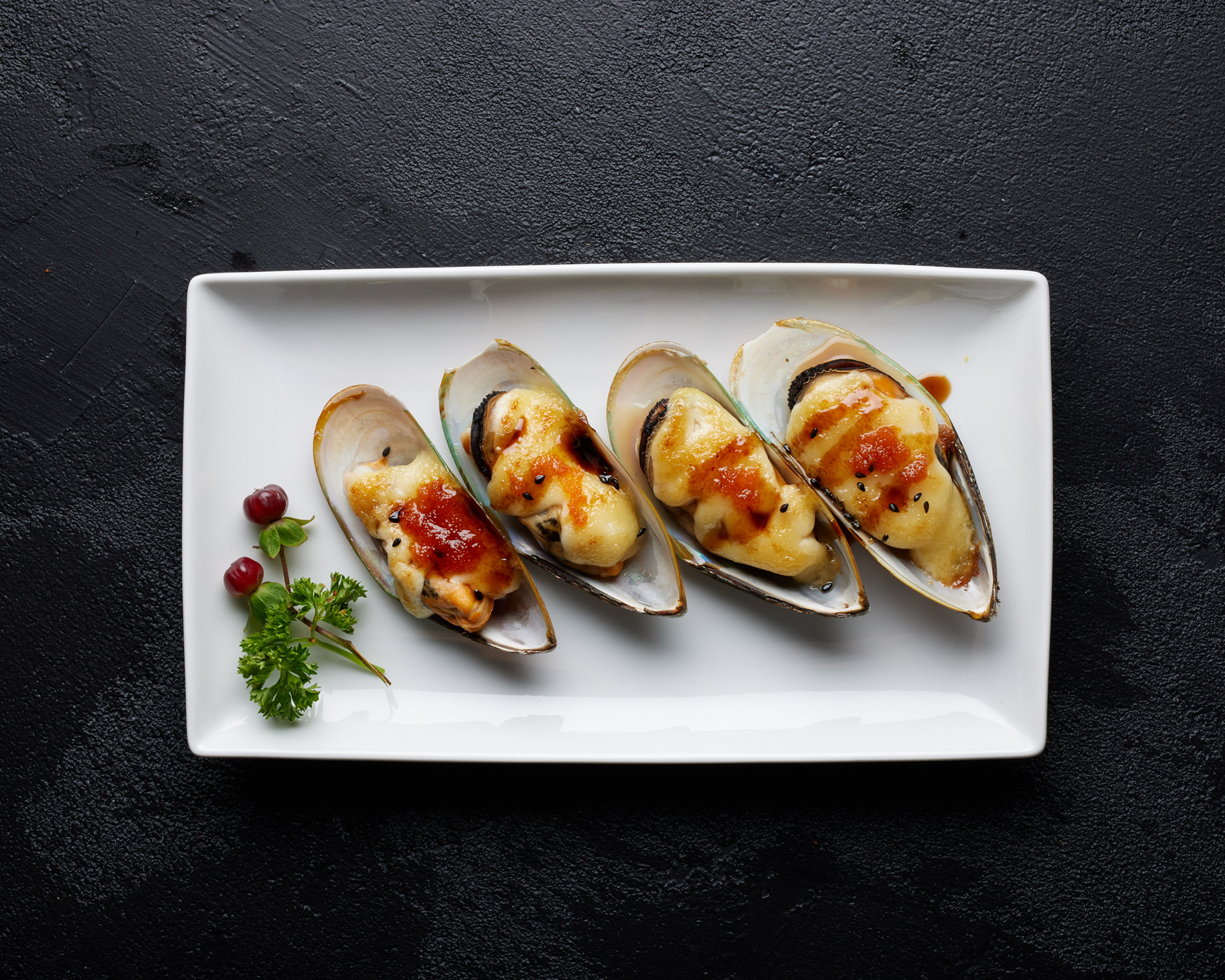 Order Baked Mussels food online from Haru Japanese Cuisine store, Baldwin Park on bringmethat.com