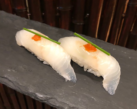 Order Halibut Sushi (2pc) food online from Moto Azabu Sushi Bar & Grill store, Marina Del Rey on bringmethat.com