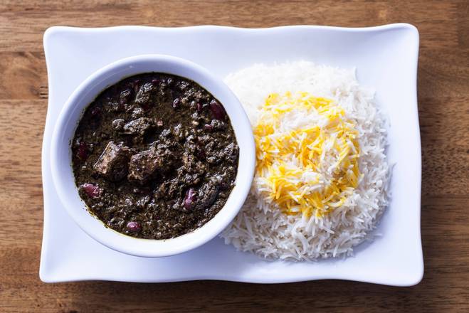 Order Ghormeh Sabzi plate food online from Aiden's Grill store, Glendale on bringmethat.com