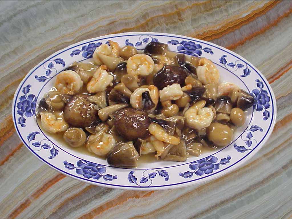 Order 508. Shrimp with 3 Kinds of Mushrooms food online from San Sun store, San Francisco on bringmethat.com