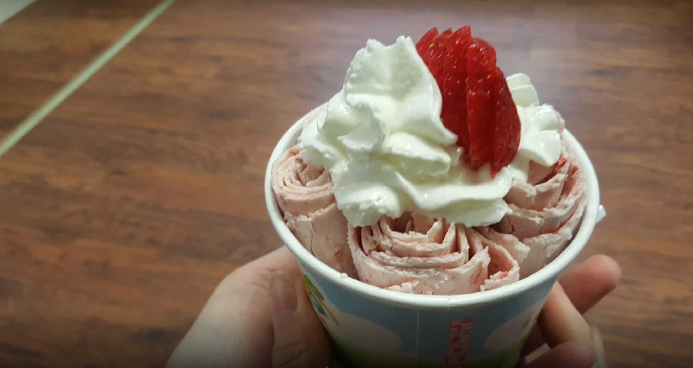 Order 6. Pink Lady Ice Cream Roll food online from Tea & Crepe store, Fargo on bringmethat.com