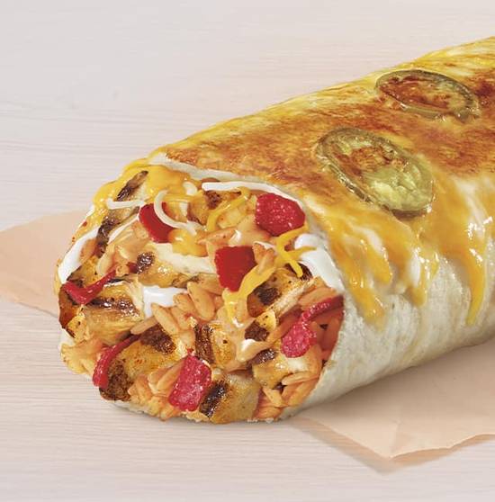 Order Spicy Double Chicken Grilled Cheese Burrito food online from Taco Bell store, Black Mountain on bringmethat.com