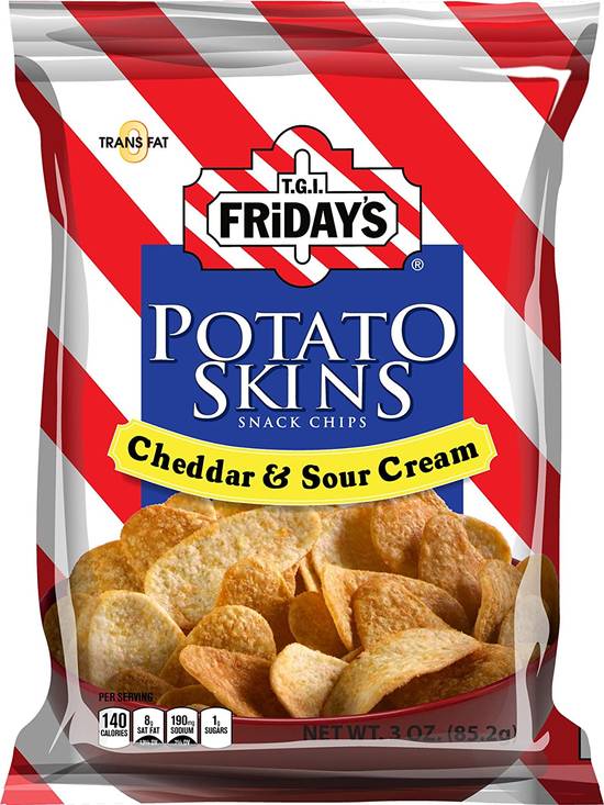 Order Tgi Friday'S Potato Skins Snack Chips Cheddar & Sour Cream food online from Pepack Sunoco store, Peapack on bringmethat.com