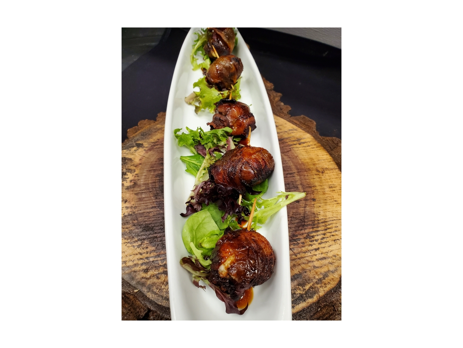 Order Bacon Wrapped Dates food online from Buck & Honey store, Waunakee on bringmethat.com