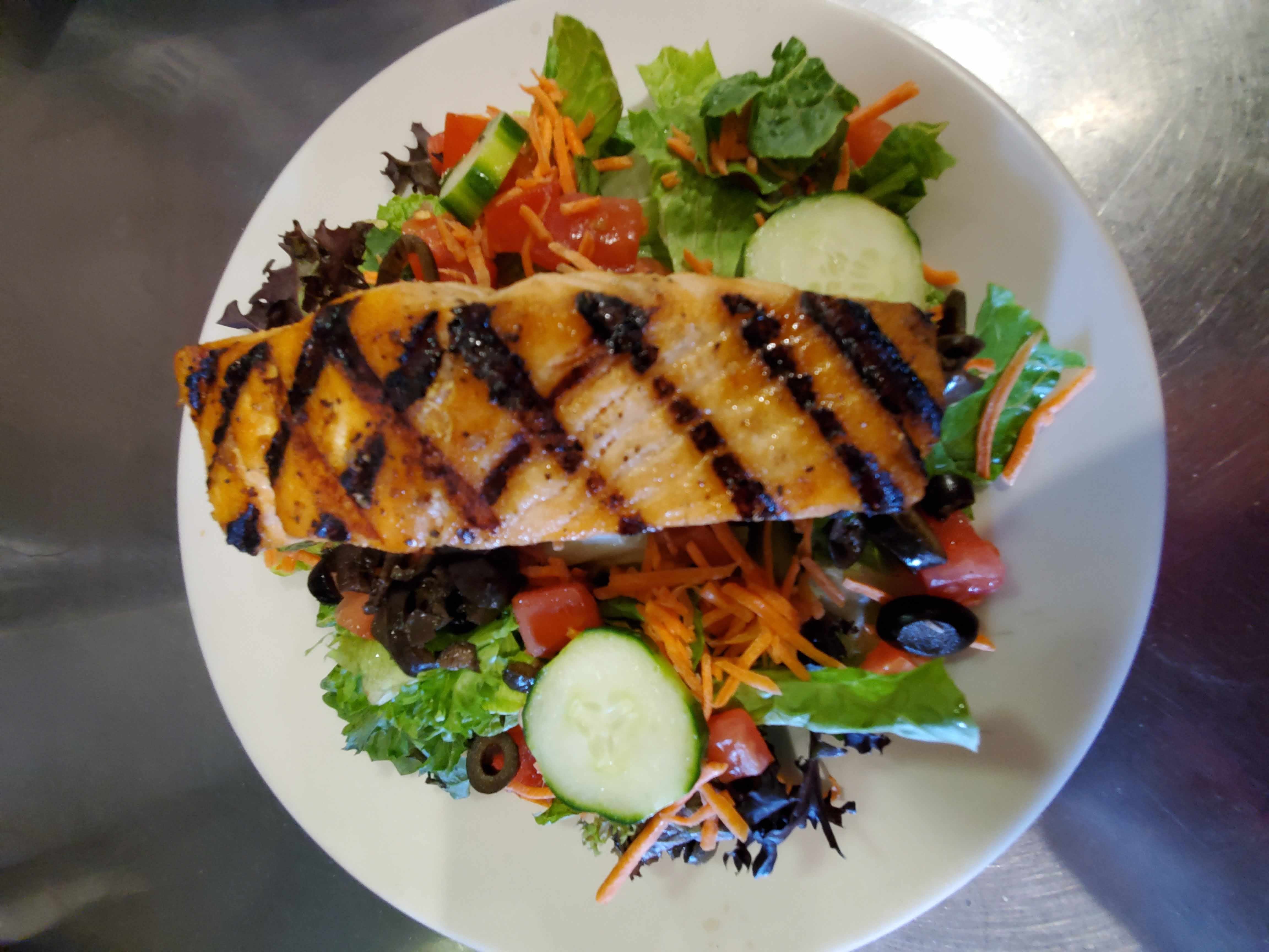 Order Salmon Tossed Salad - Small food online from Yordana Pizza Ii store, Fairless Hills on bringmethat.com
