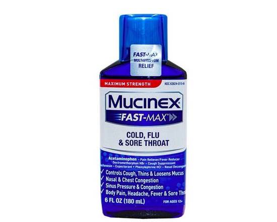 Order Mucinex Fast-Max Cold,Flu& SoreThroat 6 oz food online from McLean Ave Pharmacy store, Yonkers on bringmethat.com