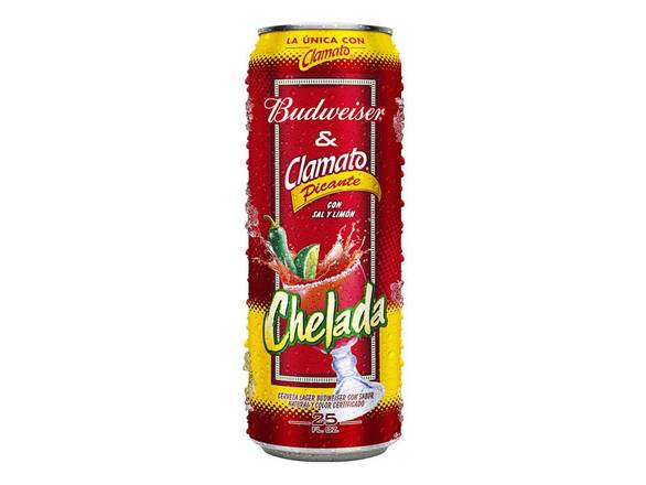 Order Budweiser Chelada Picante with Clamato - 25oz Can food online from Liquor & Tobacco store, Batavia on bringmethat.com