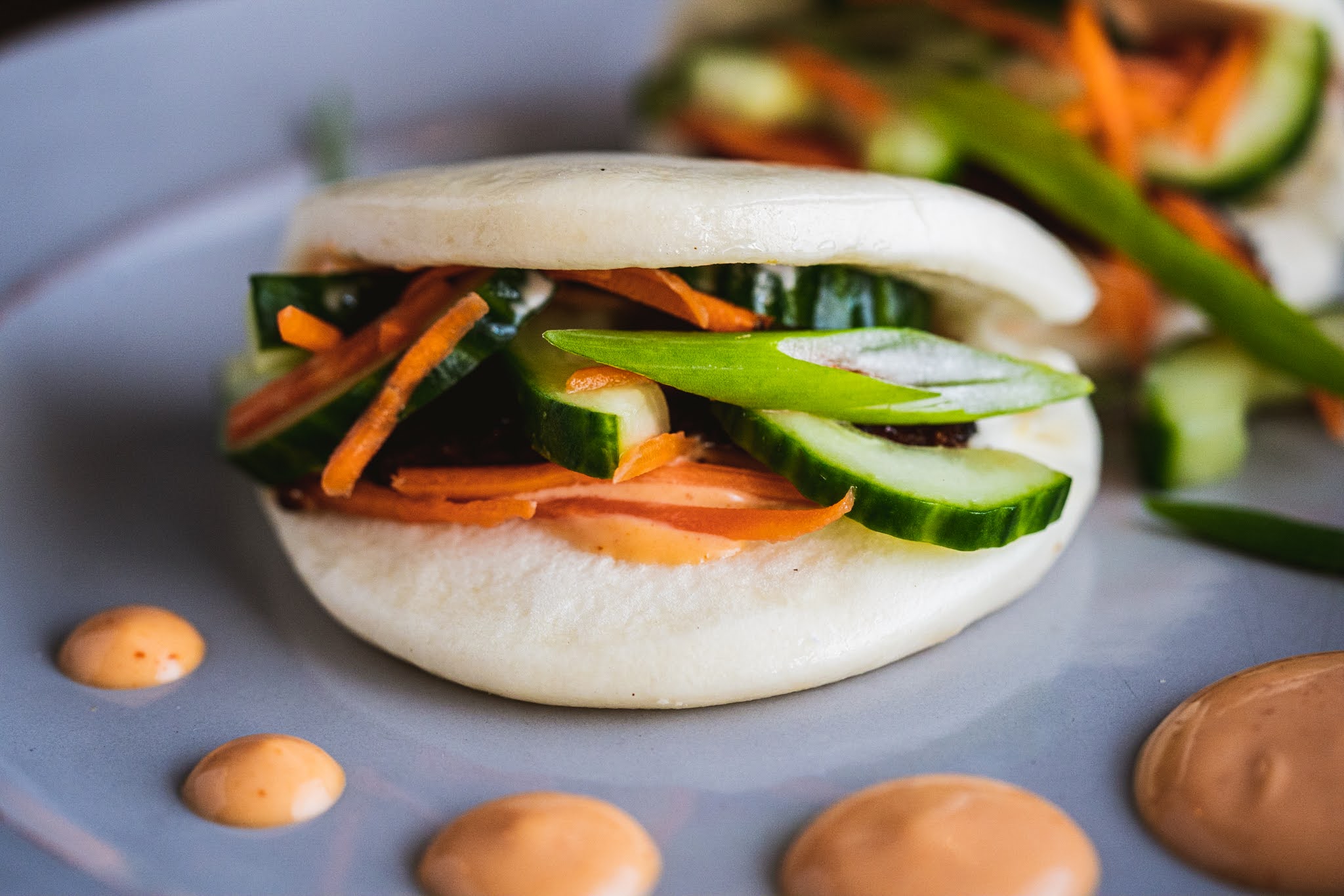 Order Pork Belly Bao Buns (L) food online from Luna Inspired Street Food store, Ithaca on bringmethat.com