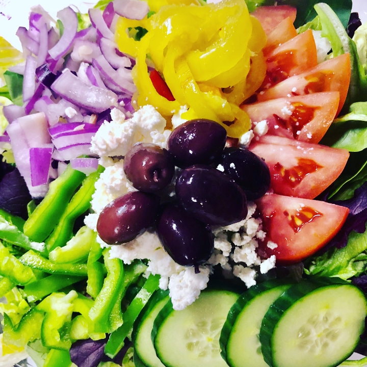 Order Large Greek Salad food online from Piemonte Pizza & Grill store, Providence on bringmethat.com