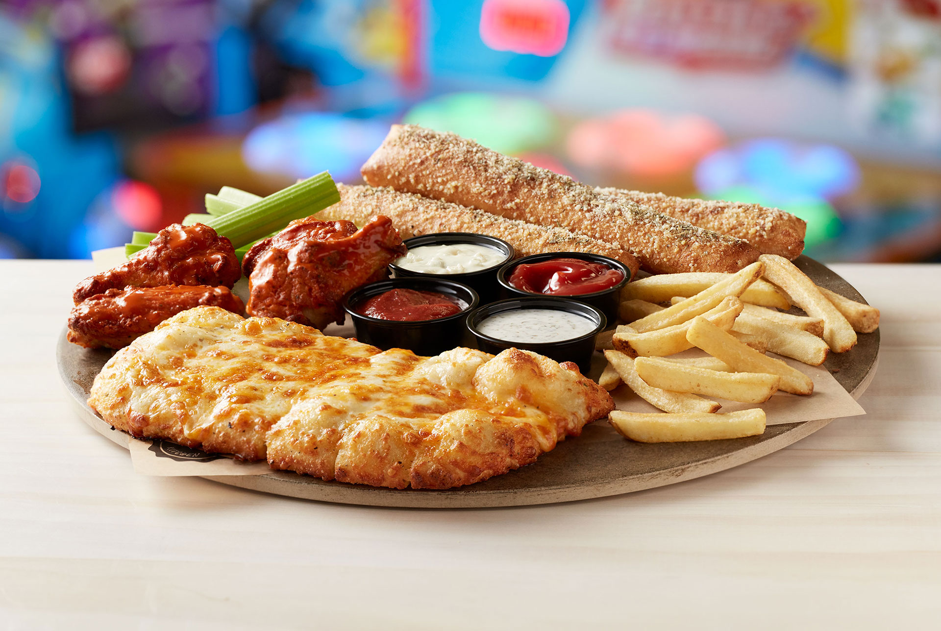 Order Large App Sampler Platter - ARCHIVED food online from Chuck E. Cheeses store, Clarksville on bringmethat.com
