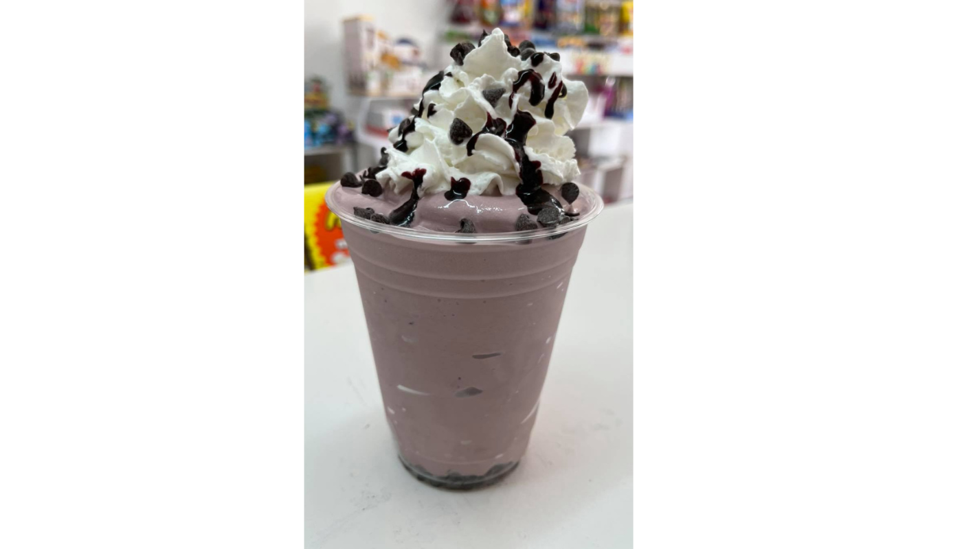 Order Specialty Shake - Black Raspberry Brownie food online from Libby Lou Fun Factory store, Columbus on bringmethat.com