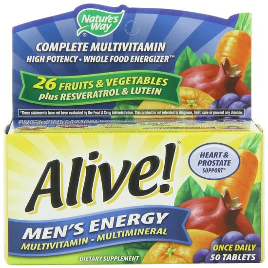 Order Nature's Way Alive! Men's Energy Multivitamin Tablets (50 ct) food online from Rite Aid store, Palm Desert on bringmethat.com