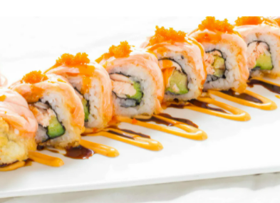 Order R26. Pink Lady Roll food online from Sushitoo Express store, Gibsonia on bringmethat.com