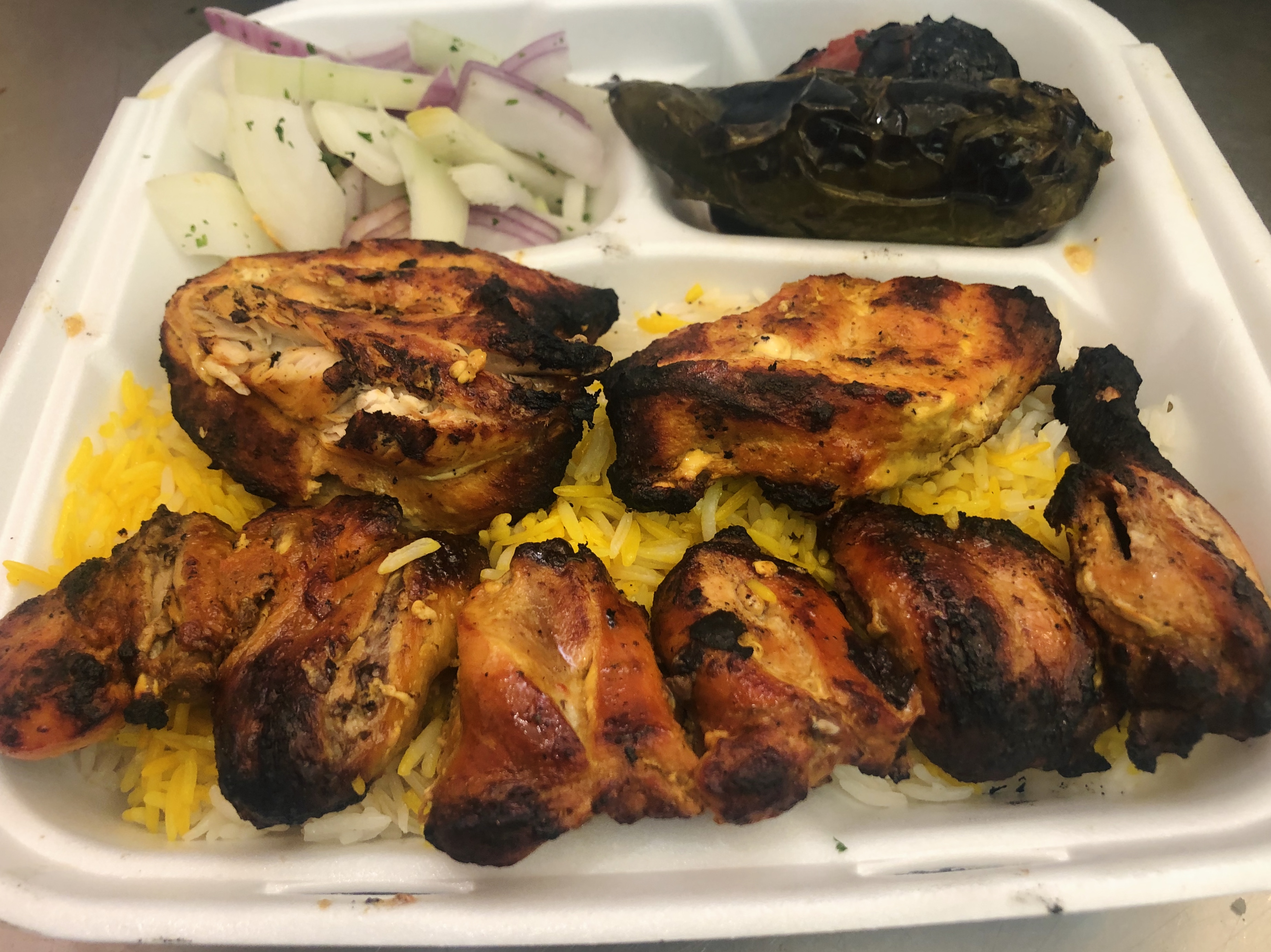 Order 7. Cornish Hen Kabob with Rice food online from Dream Kabob House store, Los Angeles on bringmethat.com