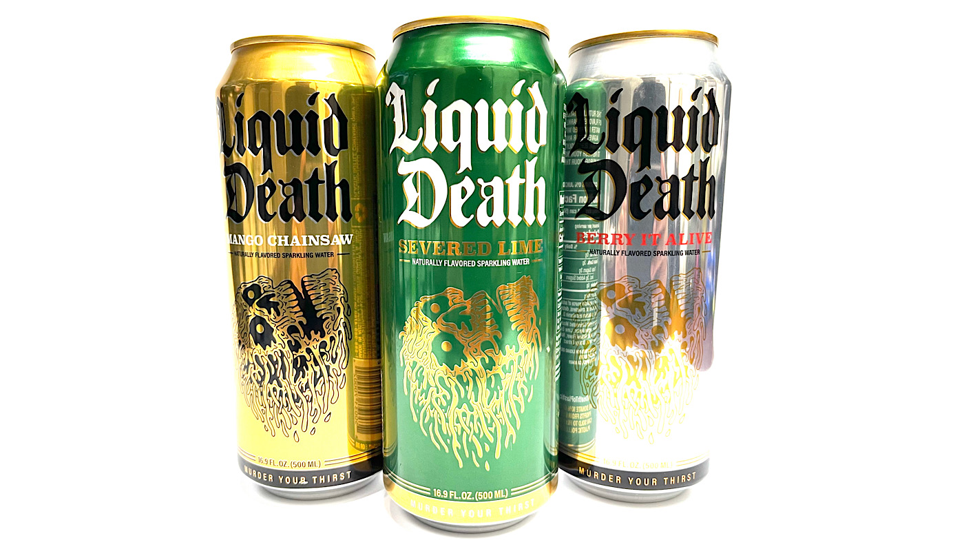 Order LIQUID DEATH SPARKLING WATER. 16.9oz CAN food online from K-Town Beer & Wine Food Mart store, Los Angeles on bringmethat.com
